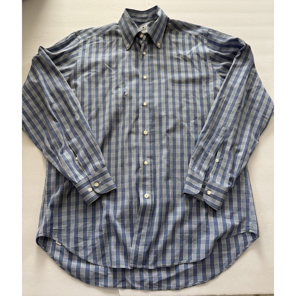Tailor Danolis Made In Italy Men's Blue Plaid Shirt Cotton Large